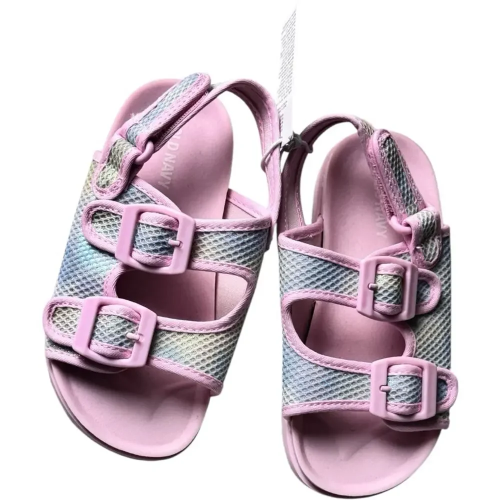 Old Navy Toddler Girl Secure Strap Double Buckle Pink Kids Sandals Sz 9